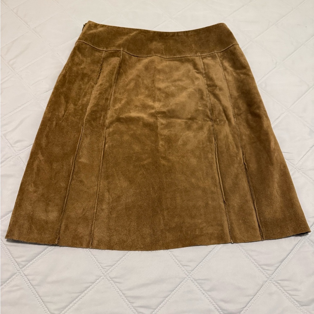 Ann Taylor Brown Suede A-Line Skirt